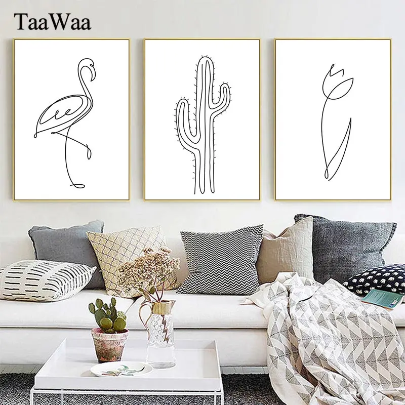 Черно Белая настенная живопись минималистичный абстрактный холст картина