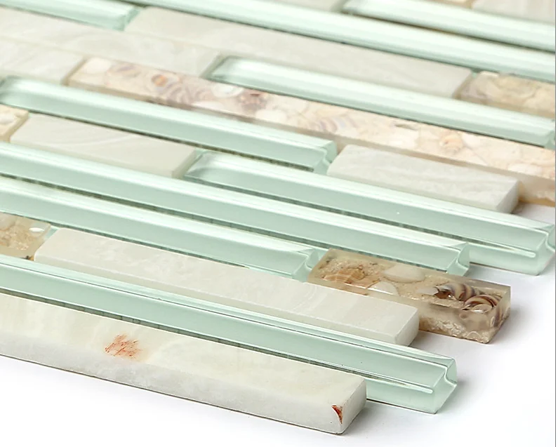 Лидер продаж! Мраморная мозаика в виде ракушки из голубого хрустального стекла