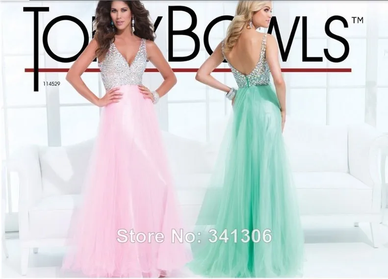 2014 New Arrival V-Neck Spaghetti Strap Handmade Beads Sexy Elegant Long Prom Dress | Свадьбы и торжества