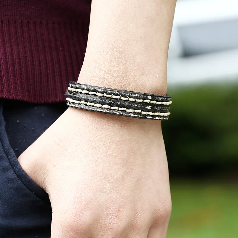 Кожаный браслет в стиле ретро коричневые браслеты для женщин и мужчин на