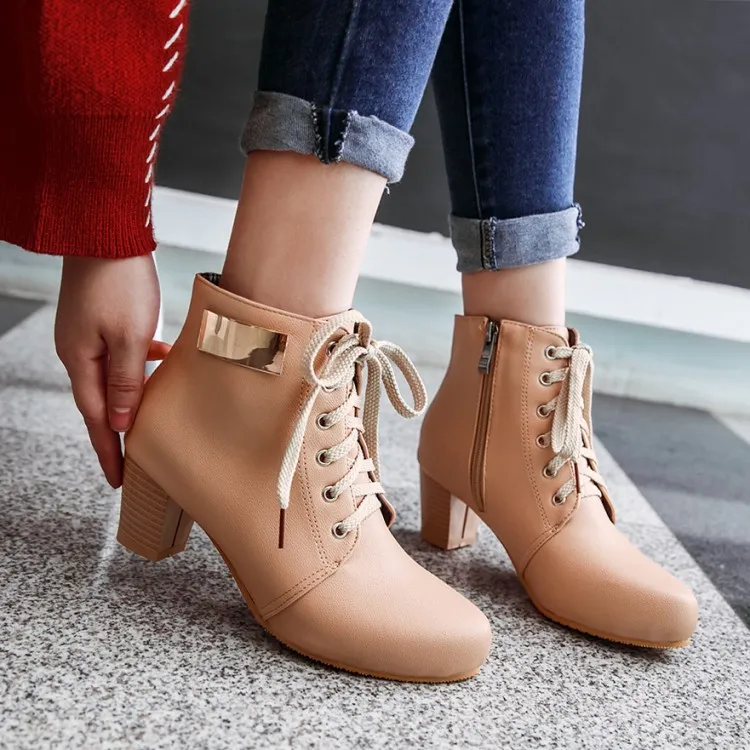 Ботинки Martin с завязками в британском стиле круглым носком и боковой молнией