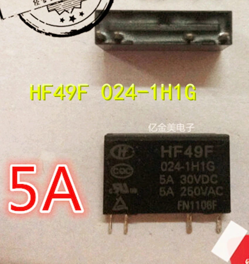 

Relay HF49F 024-1H1G A group of normally open HF49F 024-1H1 4-pin 24VDC