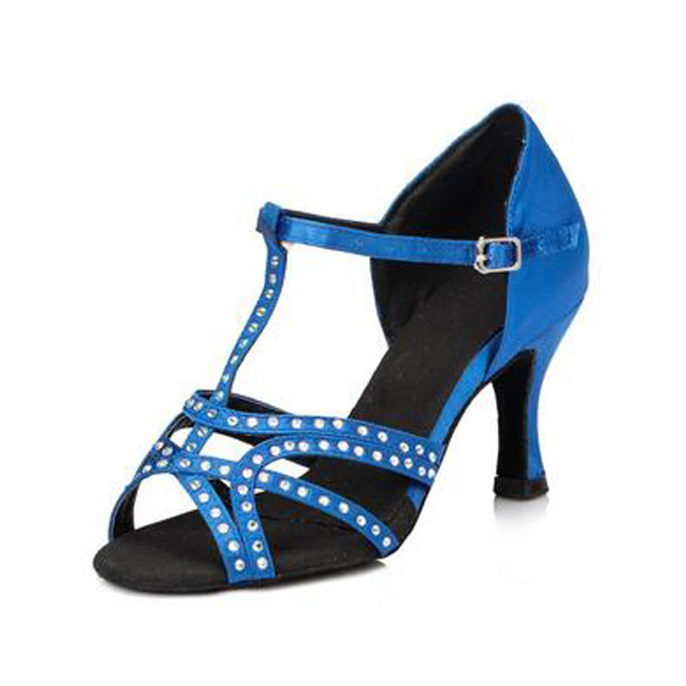 Женские атласные туфли со стразами для бальных танцев сальса Самба Бачата танго