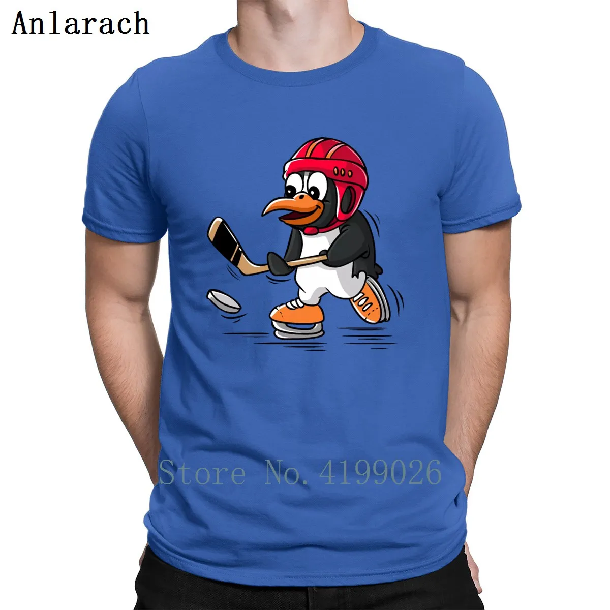 Футболка с изображением пингвина для хоккея на льду весёлое создание Забавный