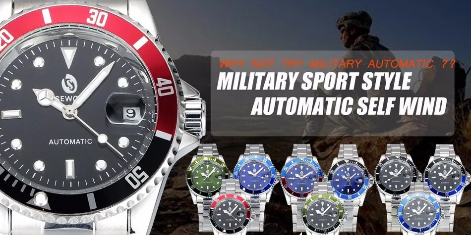 Часы наручные SEWOR Мужские механические брендовые Роскошные спортивные