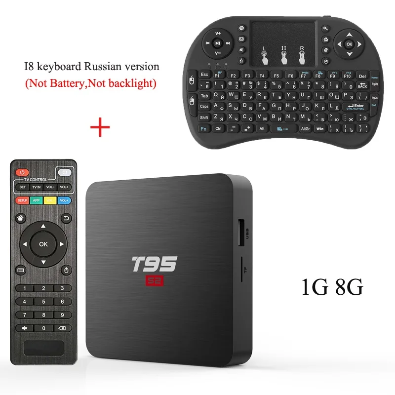 ТВ-бокс Wechip T95 S2 Android 7,1 OS Smart tv BOX 2 Гб 16 Гб четырехъядерный процессор Amlogic S905W 2,4 ГГц WiFi телеприставка 1 ГБ 8 ГБ T95S2 плеер - Цвет: 1G8G add Russian I8