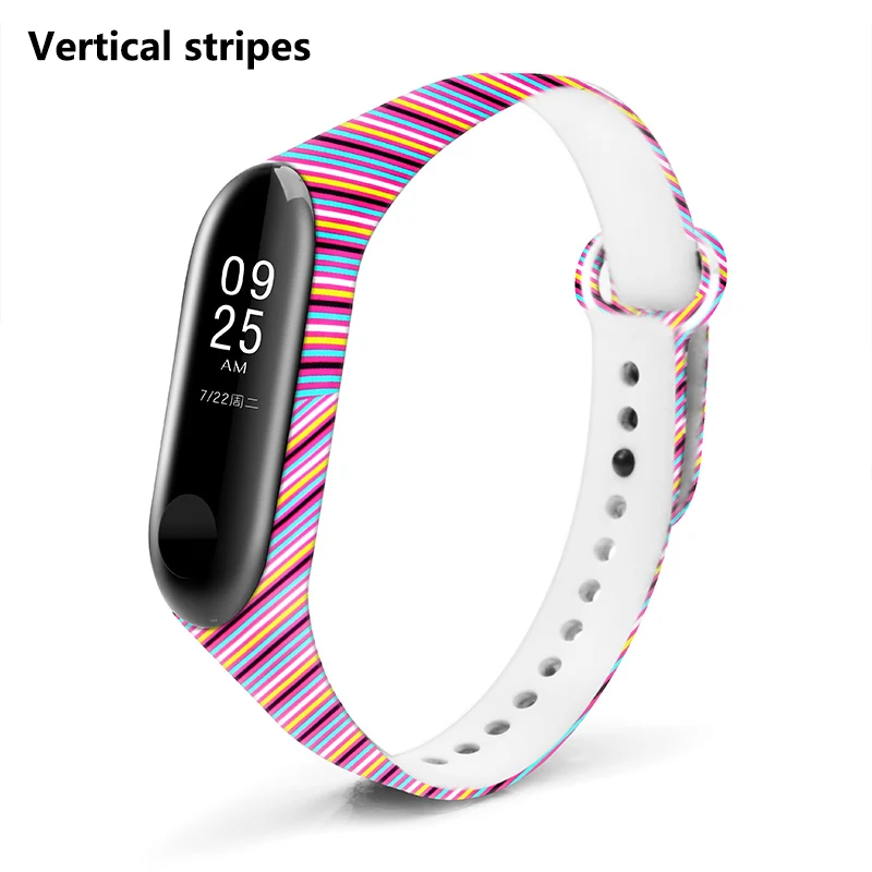 BOORUI mi band, 3 ремешка, силиконовый браслет с разнообразными цветами, браслет mi band, 3 ремешка, модный спортивный ремешок для xiaomi mi3 - Цвет: Vertical strips