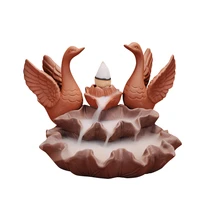 flowing burner ceramic cone auspicious spread wings bird on lotus censer incense burners tower holder home decoration