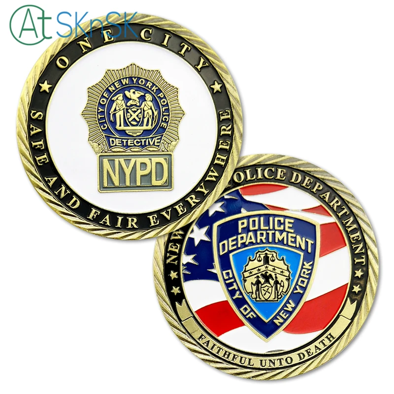 Античные медали с флагом США NYPD коллекционные монеты Нью Йоркский полицейский