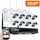 Камера Наружного видеонаблюдения ZOSI, беспроводная Антивандальная камера безопасности, 960 пикселей, 8 каналов, NVR, Wi-Fi, 1,3 МП, инфракрасная, P2P IP