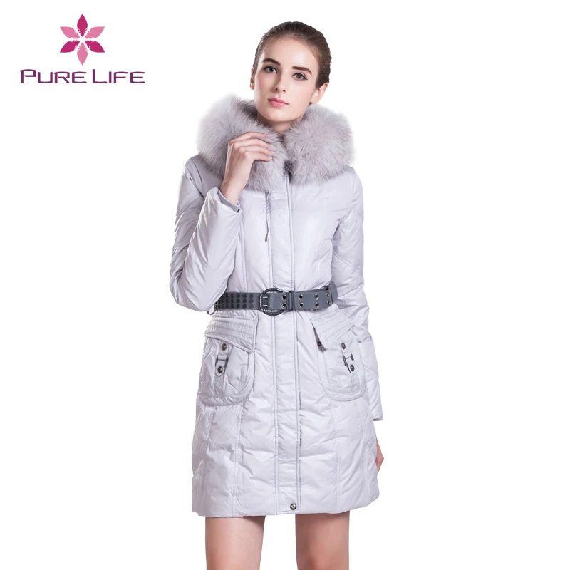 Pure Life 2016 Fur Winter Jacket Long Female Fashion New Thick Women Winter Jacket Long White Duck Down Coat WY6050