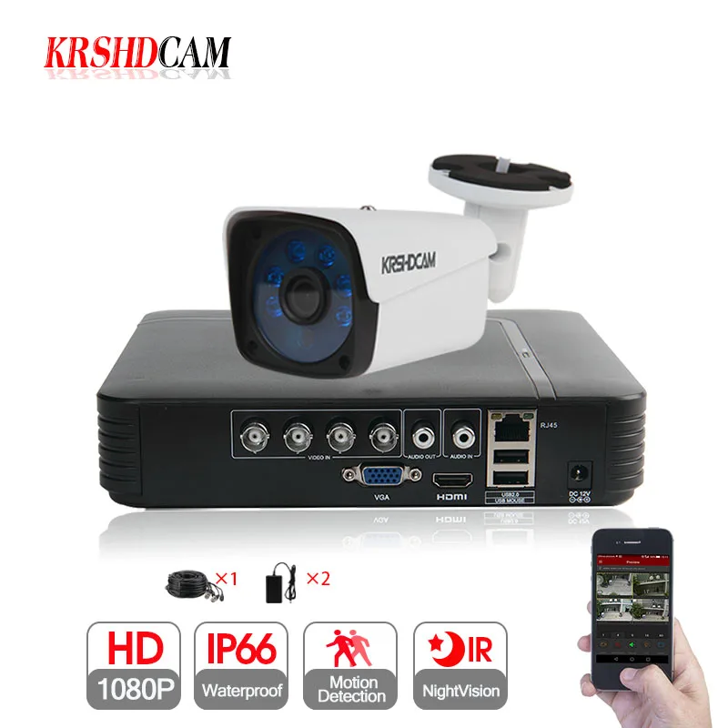 KRSHDCAM 4CH CCTV Системы 1080 P AHD 1080N DVR 1 шт. 3000TVL ИК Водонепроницаемый Открытый