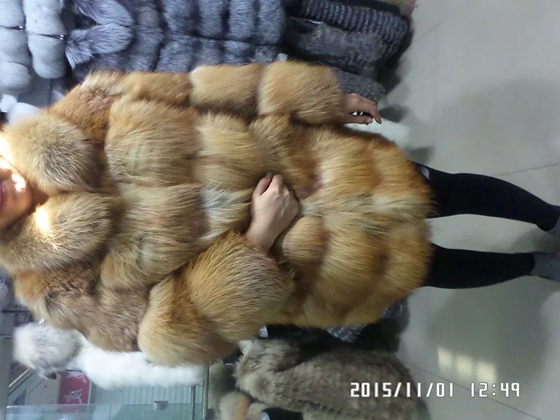 Linhaoshengyue натуральный мех серебристой лисы пальто - Цвет: Old red fox