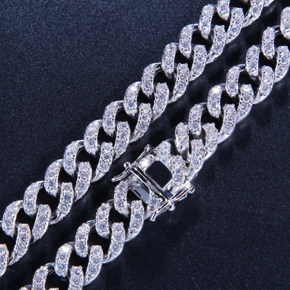 Хип хоп AAA кубическая цепь из циркония короткие ожерелья Золото Серебро Bling Iced Out CZ камень звено цепи браслеты для мужчин ювелирные изделия
