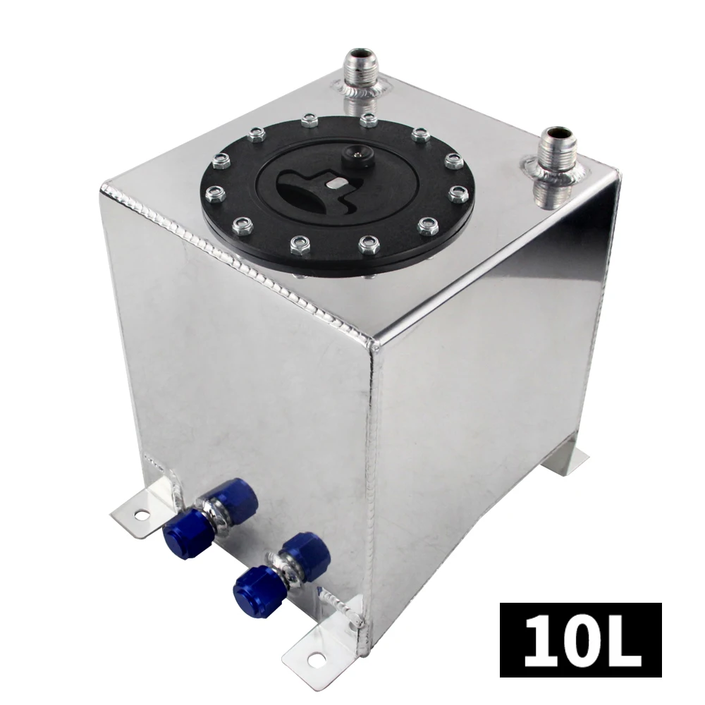 WLR RACING-2,5 галлон 10L алюминиевый гоночный Дрифт топливный корпус с топливными элементами топливный бак без уровня передатчик 210*215*225 мм WLR-TK13 - Цвет: Серебристый