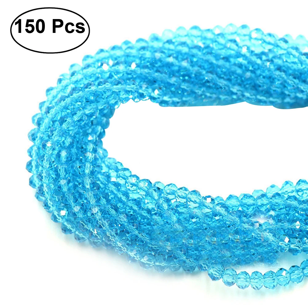 150 шт. DIY плоской Craft Бусины Кристалл прозрачный граненый rondelle Стекло для