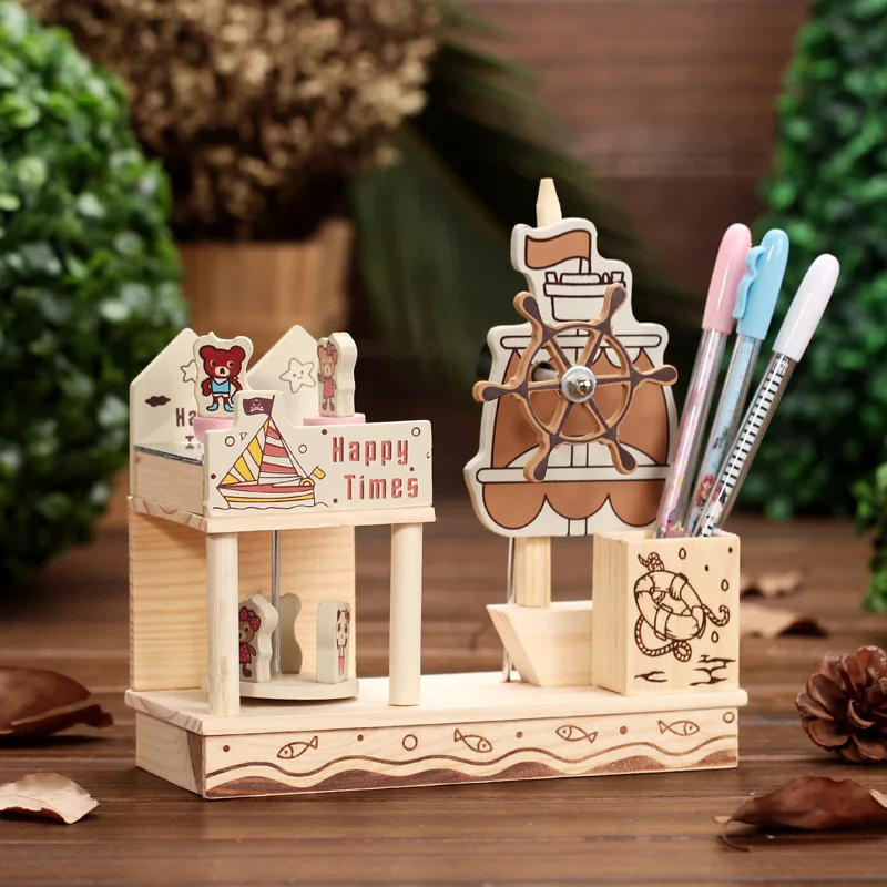 С зеркалом вращением вращения медведя яхты Музыкальная Коробка студенческий