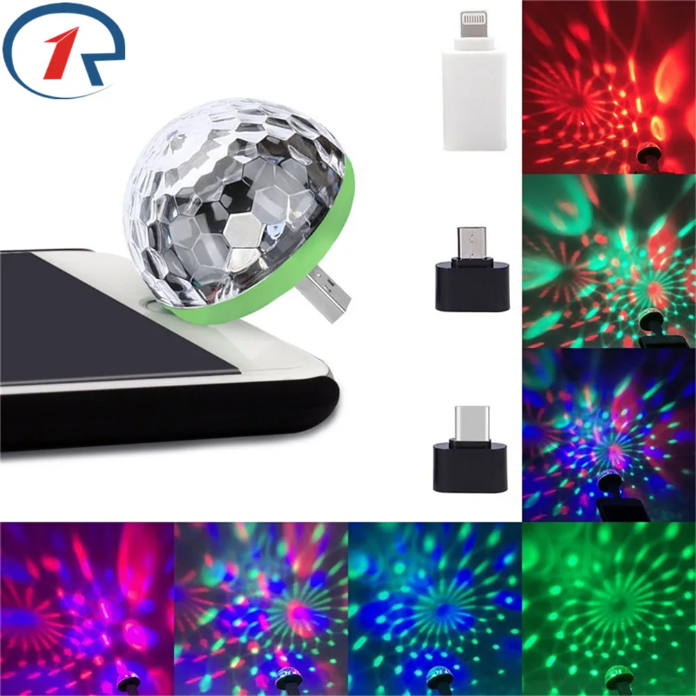 ZjRight USB мини микрофон с разноцветными светодиодными лампами внешний аккумулятор