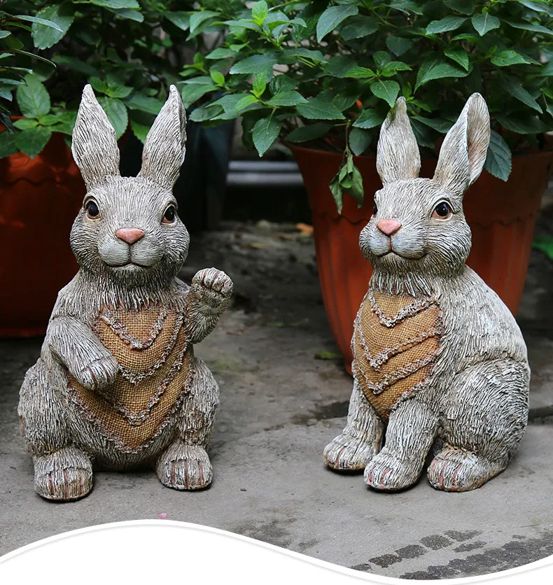 Resin Art Decoration Cartoon Sculpture Decoration Simulation Animal Rabbit Garden Decoration Outdoor Oraments