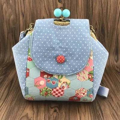 20 см ручной работы из хлопка ткань сцепления кошелек с металлическим каркасом