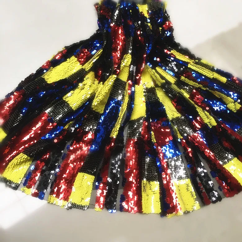 Многоцветная ткань с блестками и обратным листом сетчатая для платьев модная