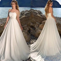 charming chiffon strapless bridal dresses a line floor length ruched bodice wedding dresses with beadings beach wedding gown