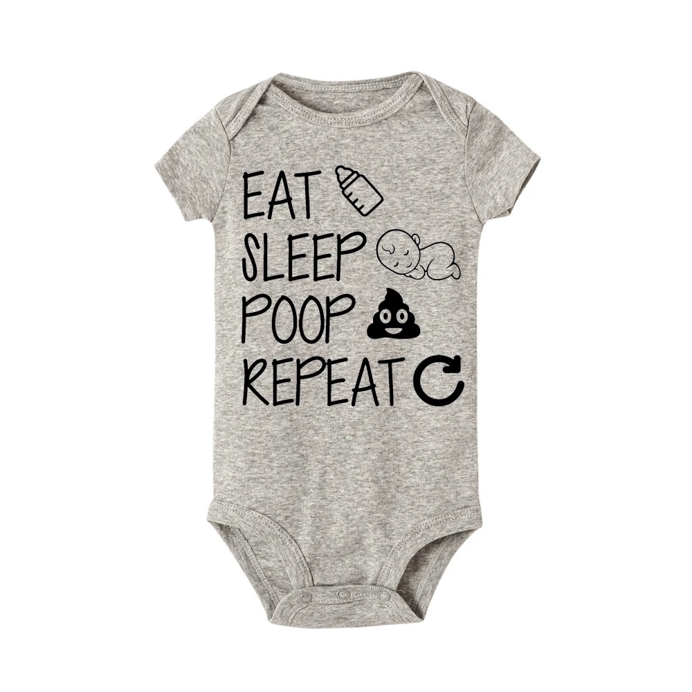 FashionInfant детским комбинезончиком Eat Sleep корма Повторите летняя одежда для малышей