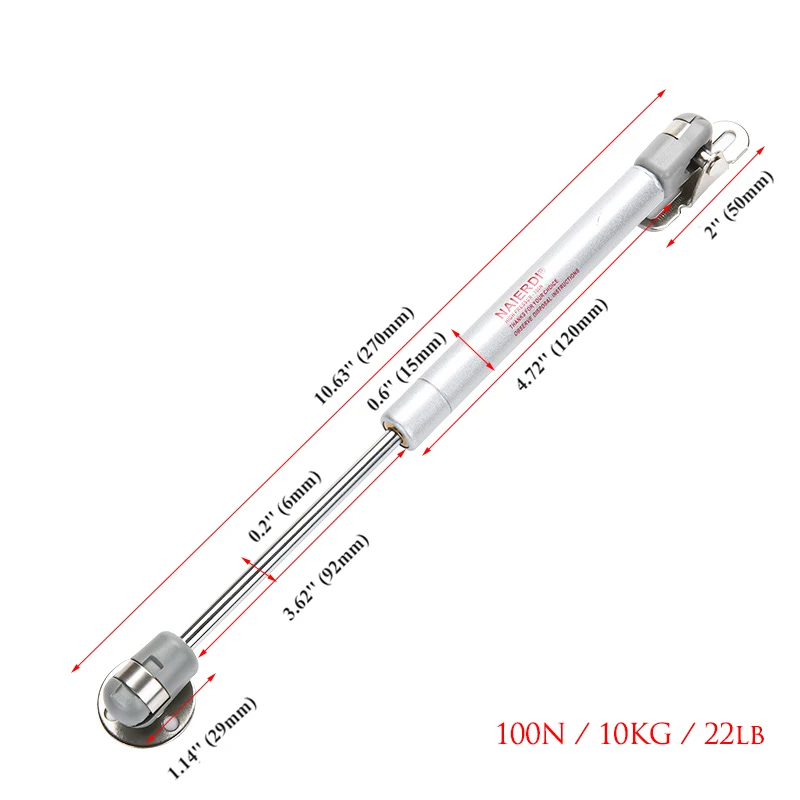 10KG (100N) Gray NAIERDI газовая стойка, медная силовая дверная подъемная опора, газовая гидравлическая пружинная петля для двери шкафа, кухонная петля для двери шкафа 6 кг/10 кг/15 кг - Цвет: 10KG (100N) Gray