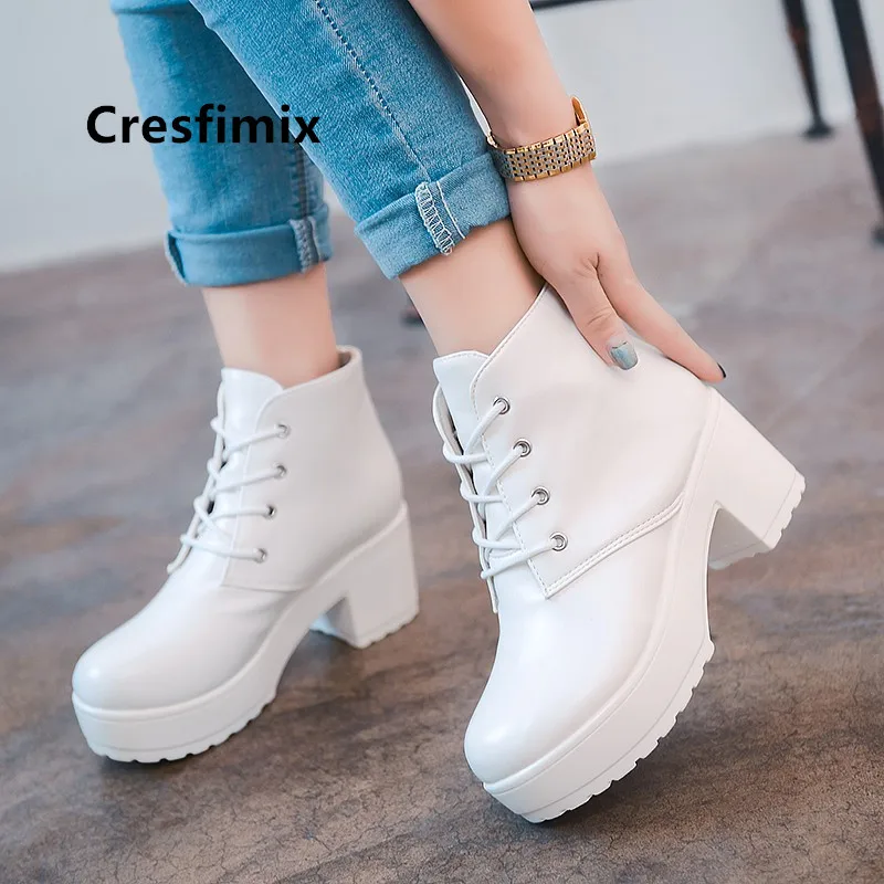 Классические высококачественные белые ботинки Cresfimix из искусственной кожи на