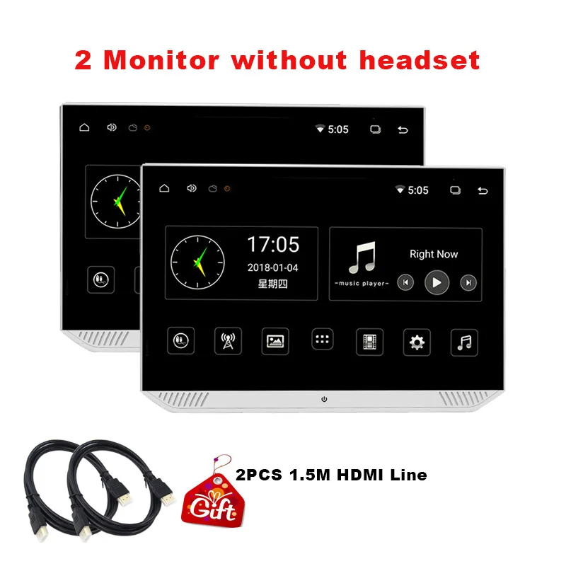 2 monitor only 2 шт. 13,3 дюймов Android 6,0 Автомобильный подголовник монитор 1080 P HD сенсорный экран wifi Bluetooth FM HDMI USB SD ультра-тонкий MP5 видео плеер - Цвет: 2 monitor only