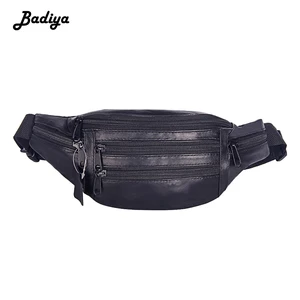 Поясная сумка для мужчин, винтажная, из натуральной кожи, с несколькими карманами, на молнии