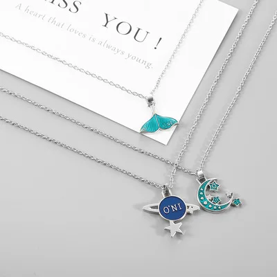 Простое модное креативное ожерелье с космическим океаном удачный хвост дельфины