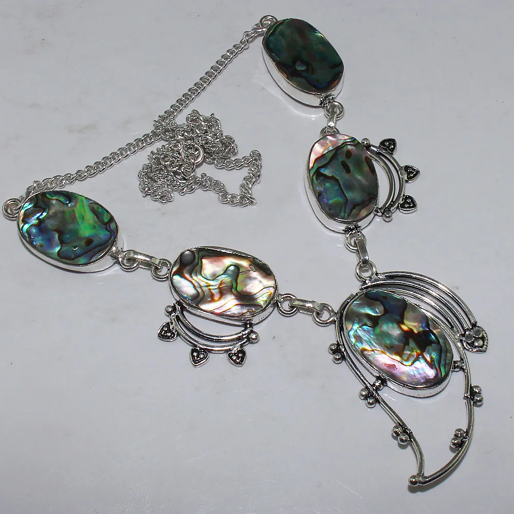 

Abalone Necklace Silver Overlay over Copper , 49 cm, N1000