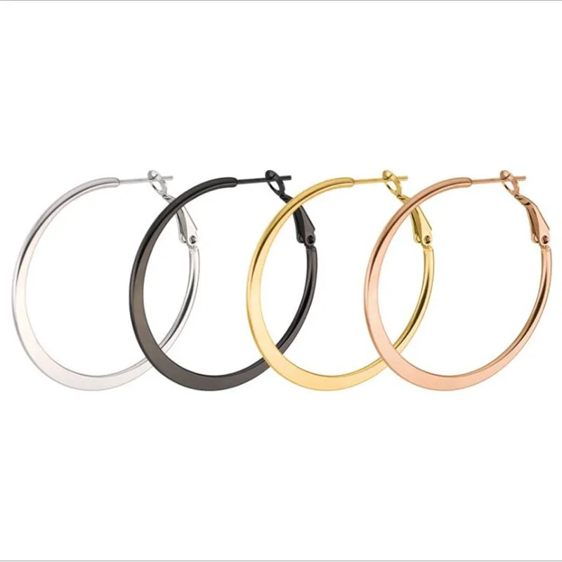 

Shi23 316 L Stainless Steel 30mm 60mm Round Shape Hoop Earrings Vacuum Plating No Easy Fade Allergy Free Many Size Color
