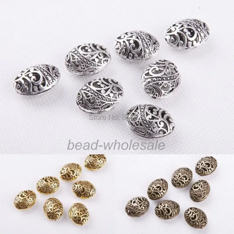 OMH оптовая продажа 10 шт. антикварные тибетские серебряные бусины в форме эллипса