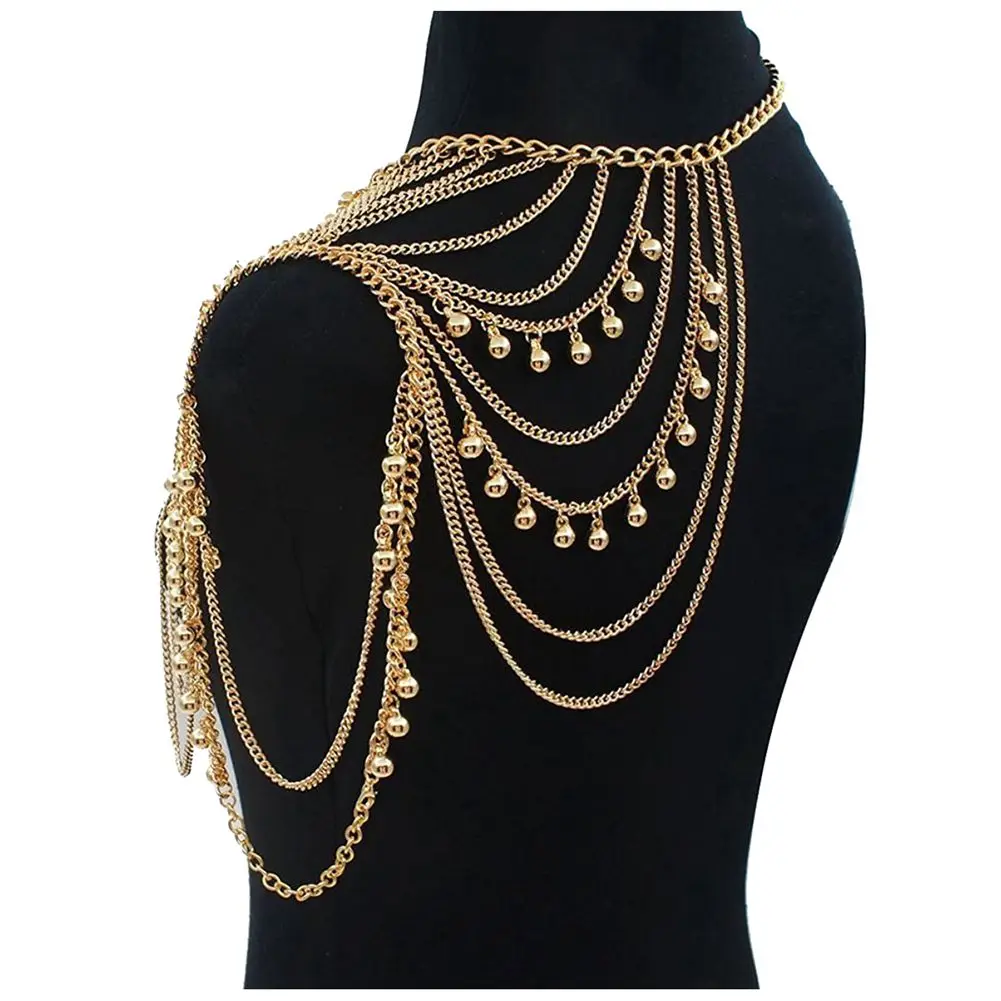 Многослойное Золотистое Ожерелье с колокольчиками Love Rocks|harness necklace|multilayer