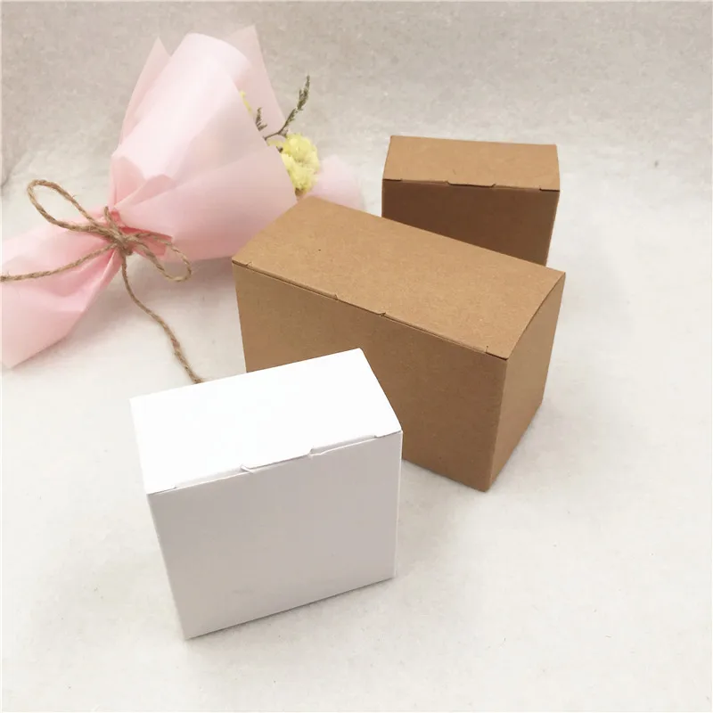 10 шт./лот оптовая продажа одноцветные коробки из крафт-бумаги контейнер для