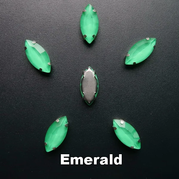 A10 Emerald Желе конфеты AB цвета стекло кристалл серебро коготь настройки 7*15 мм Navette Маркиза Форма пришить Стразы Бисер свадебное платье diy - Цвет: A10 Emerald