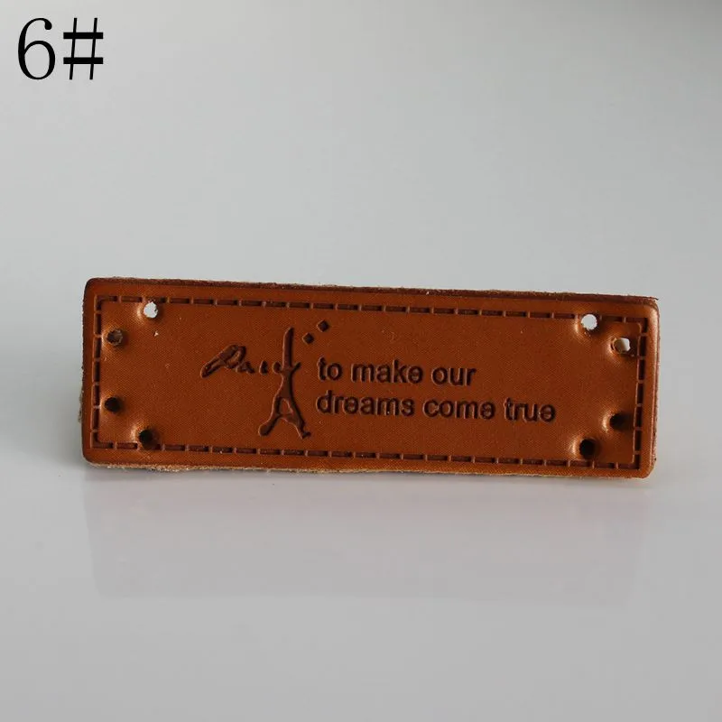 6 Новые 6 стилей PU кожаные этикетки 100 шт./компл. ручная работа пэтчворк DIY Швейные этикетки тканевые бирки для одежды для шитья аксессуары - Цвет: 6