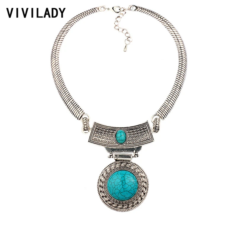 VIVILADY круглые натуральные камни массивное ожерелье Женский костюм макси