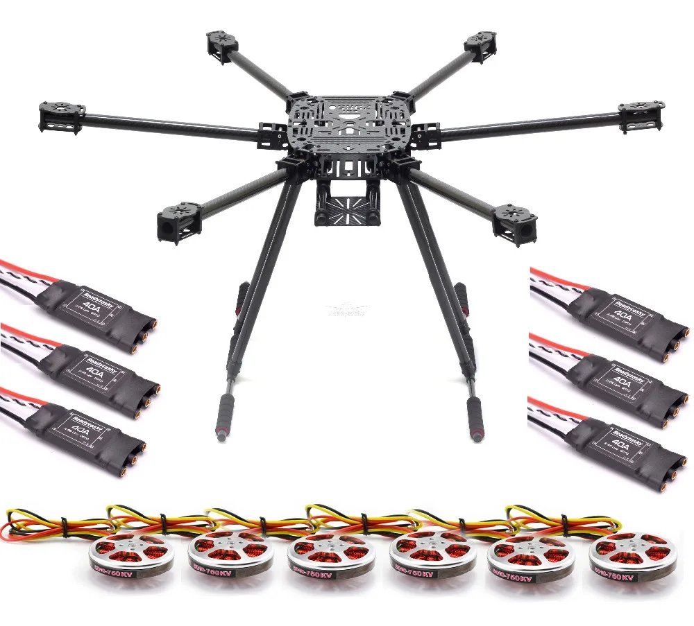 

ZD850 Full Carbon Fiber 850mm Hexa-Rotor Frame 5010 360KV Motor 40a Brushless OPTO ESC set