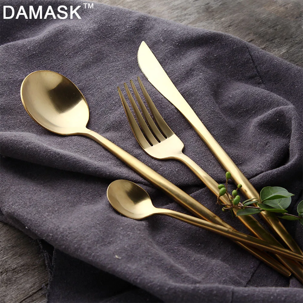DAMASK из нержавеющей стали высококлассные столовые приборы, ложка, вилка 4 шт. набор чайных кухонных ножей набор посуды Инструменты для приготовления пищи