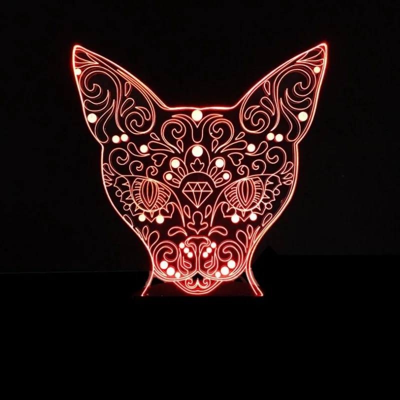 

3D visual leopard face Multi-colored Acrylic Light Creative gift Home Furnishing 7 color change