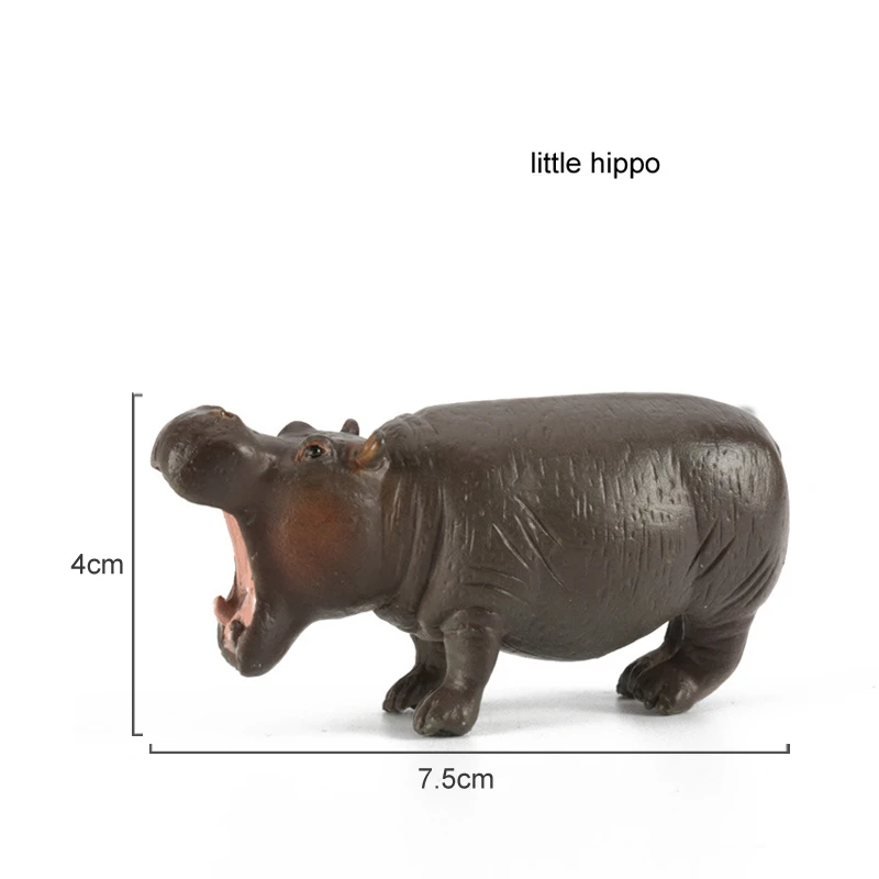 little hippo Детские игрушки, пластиковая фигурка животного из зоопарка, олень, леопард, бегемот, медведь, модель животного, мини-фигурка, набор, аксессуары для домашнего декора - Цвет: little hippo