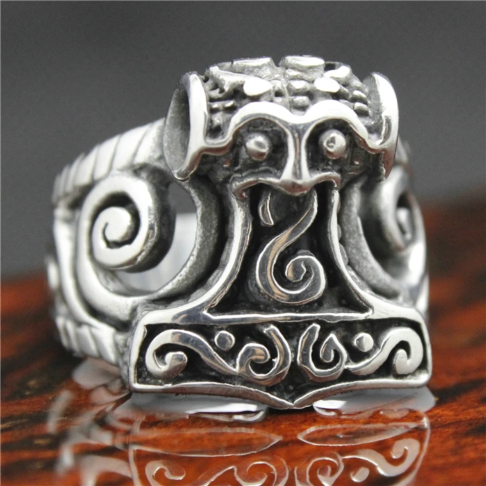 Топ Продаж Мужские 316L Нержавеющая сталь Черный Тор молоток кольцо|ring gemstone|steel