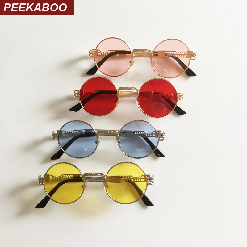 Peekaboo новые серебряные золотые металлические зеркальные маленькие круглые солнцезащитные очки мужские брендовые винтажные Круглые Солнцезащитные очки женские Дешевые Высококачественные УФ