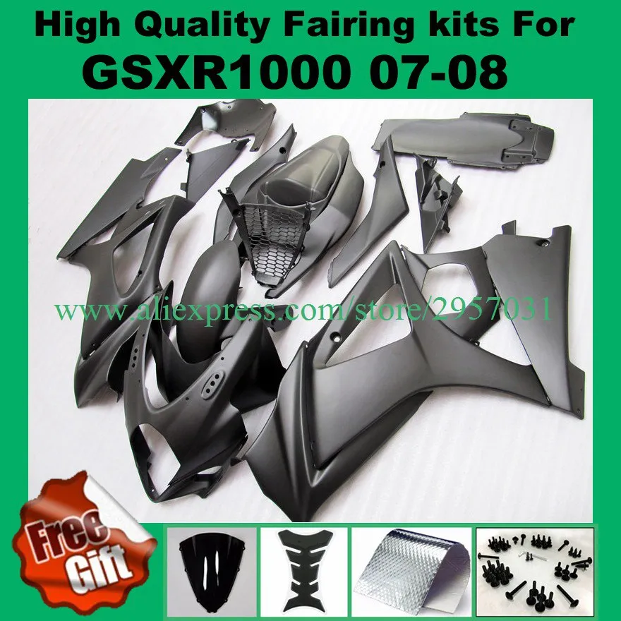 

Injection mold fairing kits for SUZUKI GSXR1000 2007 2008 GSX-R1000 07 08 GSXR 1000 K7 K8 Fairings matte black #782L +9gifts