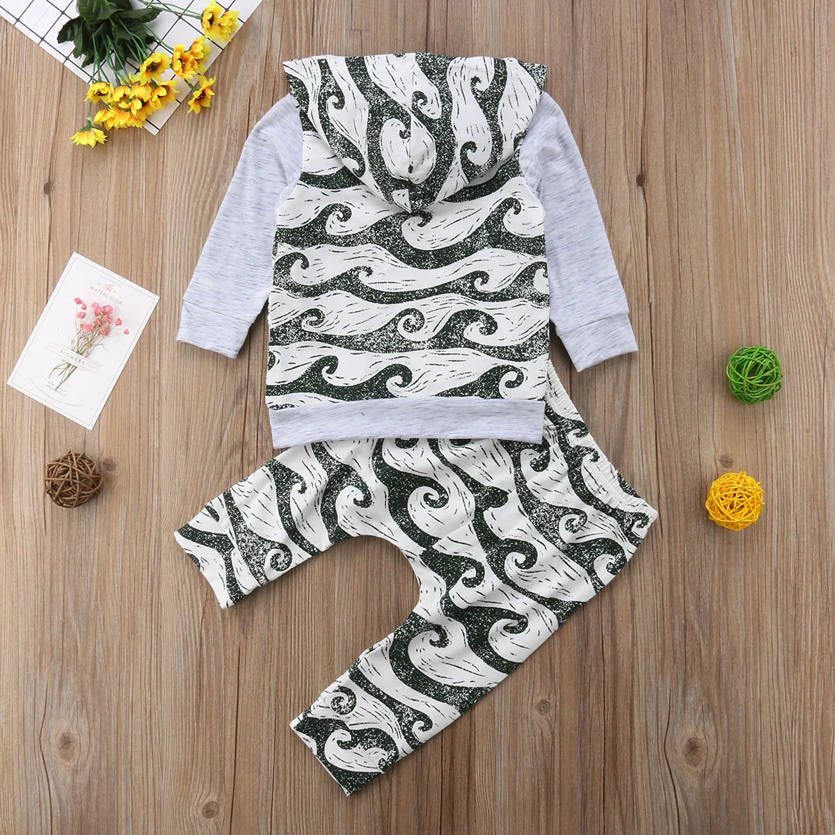 0-24M Newborn Baby Boy Girl Autumn Clothes Long Sleeve Pullover Tops+Long Pant Trouser 2PCS Outfits Clothing Set | Детская одежда и
