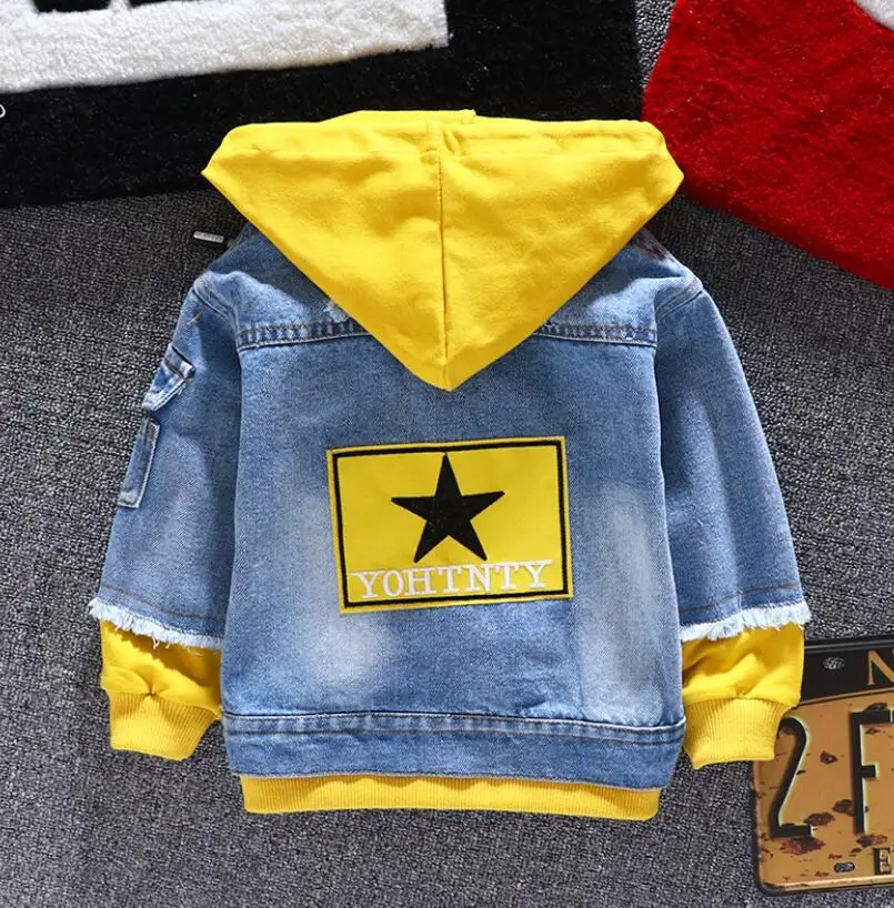 Boy girl Denim Jackets kids jeans coat Children splice Outerwear clothing Spring Autumn boy hooded sport Clothes For 1-6T | Детская