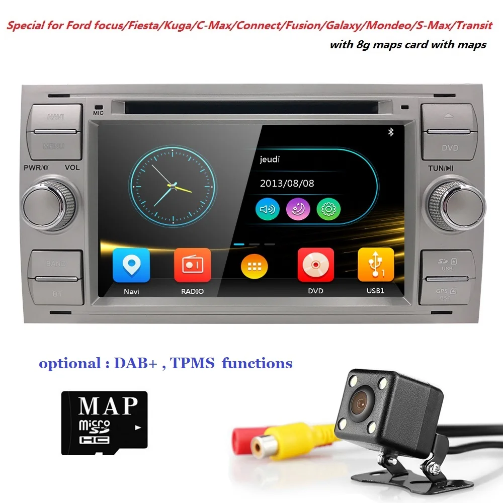 2din 7 inchемкостный сенсорный экран DVD плеер автомобиля для Ford Focus Kuga Transit 3g Bluetooth